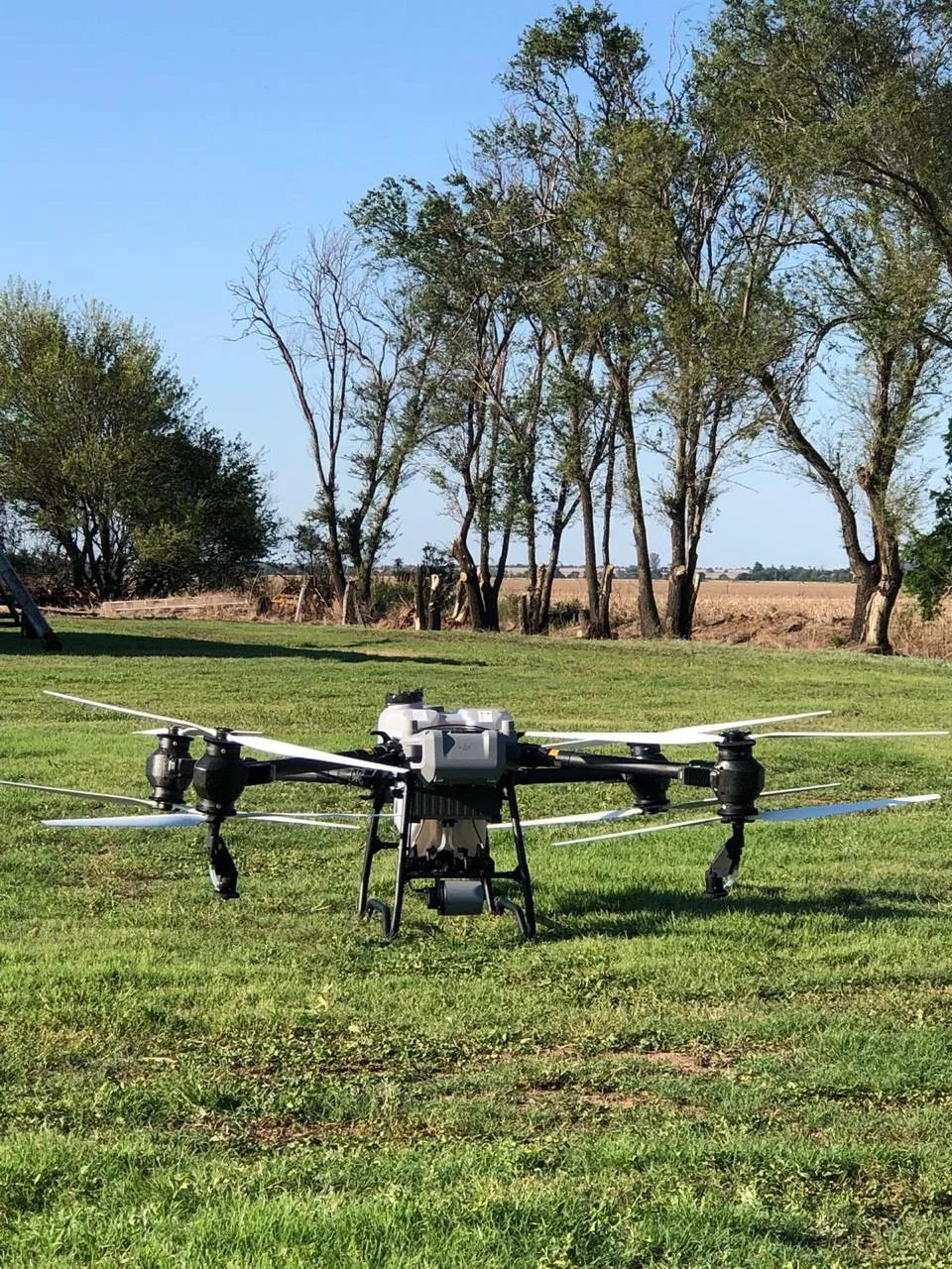 Detalle del drone de pulverización